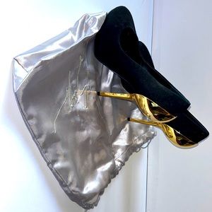 Giuseppe Zanotti Design Black Suede/Gold Metal Heel